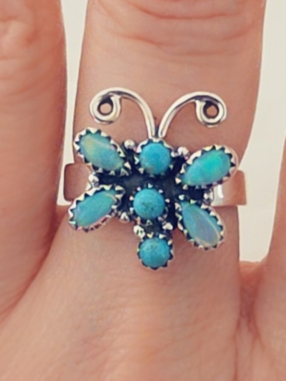 Opal & Mohave Turquoise 925 Sterling Silver Gemstone Ring